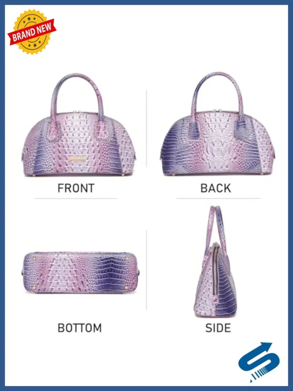 Vegan Leather Crocodile Top-Handle Purse Crossbody Bag Tote